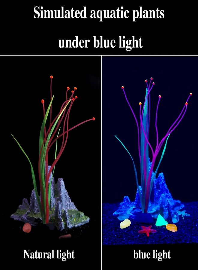 LPFLASAT Fish Tank Decorations Aquarium Decorations Glowing Aquatic Plants Artificial Silicone Ornament with Glowing Effect for Fish Tank Landscape Decoration Betta Fish Tank Decor (Red) - Image 2